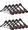Two rows of dark wooden hangers against a white background. Produktbild-Vorschau