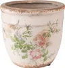 A close-up studio shot of a ceramic flower pot with a floral design. Anteprima dell’immagine prodotto