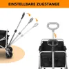An illustration showing the adjustable handle of a foldable wagon. Produktbild-Vorschau