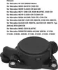A black automotive part is shown with a list of compatible Mercedes models and engine types. Voir les images du produit