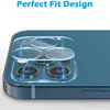 A close-up view of a smartphone's camera lens area with a protective glass cover being applied. Blue lightning effects are shown around the camera lenses. Produktbild-Vorschau