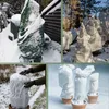 Collage of images showing plants covered with protective fleece or fabric for winter. Produktbild-Vorschau