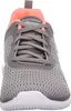 A close-up front view of a gray and pink Skechers athletic shoe. Anteprima dell’immagine prodotto