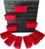 A set of red storage bins attached to a black pegboard organizer. Anteprima dell’immagine prodotto