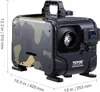 A camouflage-patterned VEVOR diesel heater with dimensions indicated. Náhled obrázku produktu