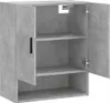 A gray wooden cabinet with two shelves and two doors, one of which is open. Produktbild-Vorschau