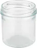 A clear glass jar with a wide opening and a slightly ribbed rim. Náhled obrázku produktu