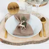 6 Hirsch Rentier Holz Anhänger Weihnachten natur gold 7 cm Produktbild-Vorschau 2