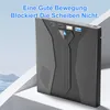 A black external drive is placed on a white surface with a snowy mountain background. Produktbild-Vorschau