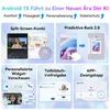 Collage of marketing images showcasing Android 15 features like split-screen, predictive back, personalized widgets, and app force stop. Produktbild-Vorschau