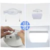 A collage of four images showing the installation steps of a ceiling light. Anteprima dell’immagine prodotto