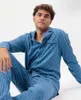Klassischer gestreifter langer Pyjama für Herren (Blau) Produktbild-Vorschau 4