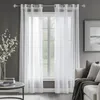 Deconovo zasłona oczkowa lniana przezroczysta biała 240x140 Podgląd zdjęcia produktu 1
