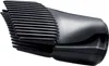 A close-up of a black hair dryer attachment with a ribbed nozzle. Podgląd zdjęcia produktu