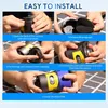 A collage of five images showing the steps to install a vacuum cleaner part. Produktbild-Vorschau