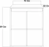 A line drawing of a shelf unit with dimensions indicated. Produktbild-Vorschau