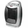 A silver and black electric heater with a black mesh front and a silver handle on top. Podgląd zdjęcia produktu