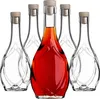 A group of empty glass bottles and one bottle filled with a red liquid, all with cork stoppers, are arranged on a white background. Anteprima dell’immagine prodotto