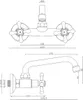 Technical drawing of a retro-style wall-mounted faucet with dimensions. Podgląd zdjęcia produktu