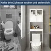 A split image showing a messy bathroom on the left and a clean bathroom with a storage unit on the right. Podgląd zdjęcia produktu