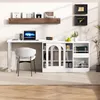 A white desk and cabinet unit with a chair in a room. Produktbild-Vorschau