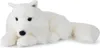 A white plush arctic fox lying down on a white background. Produktbild-Vorschau