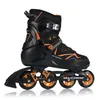 A black and orange inline skate is shown against a white background. Podgląd zdjęcia produktu