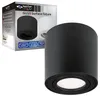 A black cylinder-shaped light fixture is shown next to its packaging. Náhľad obrázku produktu