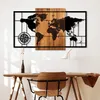 Wallity, World Map 1-L, Wanddeko, Nussbaum, Metall, 70 x Produktbild-Vorschau 1