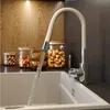 A modern kitchen sink with a beige flexible faucet running water into it. Jars of nuts and wooden bowls are on the counter behind the sink. Anteprima dell’immagine prodotto
