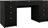 A black desk with gold handles against a white background. Produktbild-Vorschau