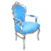 A single ornate armchair with a silver frame and turquoise upholstery, presented against a white background. Produktbild-Vorschau