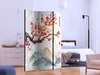 A room with a bed, dresser, and a folding screen with a Japanese-inspired design. Náhled obrázku produktu