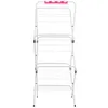A white standing clothes drying rack with pink accents on top, shown against a white background. Podgląd zdjęcia produktu