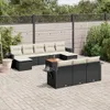 11-tlg. Garten-Sofagarnitur mit Kissen Schwarz Poly Rattan Produktbild-Vorschau 2