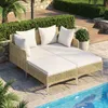 COSTWAY Gartenliege wetterfest für 2 Personen, Polyrattan Produktbild-Vorschau 8