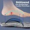 Diagramm, das einen Fuß über einer grauen orthopädischen Einlage zeigt, das die Fußgewölbestütztechnologie mit blauen Linien und den Punkten A, B, C veranschaulicht Voir les images du produit
