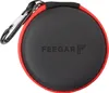 A round, black carrying case with a red trim and a carabiner clip. Produktbild-Vorschau