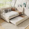 Letto imbottito a L Merax 140×200 cm con letto estraibile, Anteprima dell’immagine prodotto 1