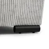 A close-up view of the bottom of a sofa, showing the fabric texture and a black cylindrical leg. Produktbild-Vorschau