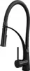A black kitchen faucet with a flexible neck and pull-down sprayer, shown against a white background. Produktbild-Vorschau