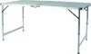 A silver folding table with metal legs against a white background. Produktbild-Vorschau