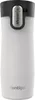 A white Contigo travel mug with a black lid and silver button. Anteprima dell’immagine prodotto