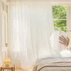 Tenda bianca in voile con ricami floreali e pizzo, tenda Anteprima dell’immagine prodotto 1