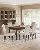 A dining room set with a wooden table and chairs, a hutch, and a large window. Produktbild-Vorschau