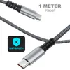A close-up view of a USB-C cable with marketing text and symbols. Produktbild-Vorschau