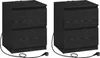 Two identical black bedside tables with two drawers each, shown from the front on a white background. Produktbild-Vorschau