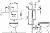 Technical drawing with dimensions of a toilet cistern and bowl. Produktbild-Vorschau