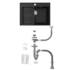 60x45cm Granitspüle Schwarz Küchenspüle Siphon Einbauspüle Produktbild-Vorschau 9
