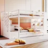 A white bunk bed with stairs and storage drawers in a room. Anteprima dell’immagine prodotto